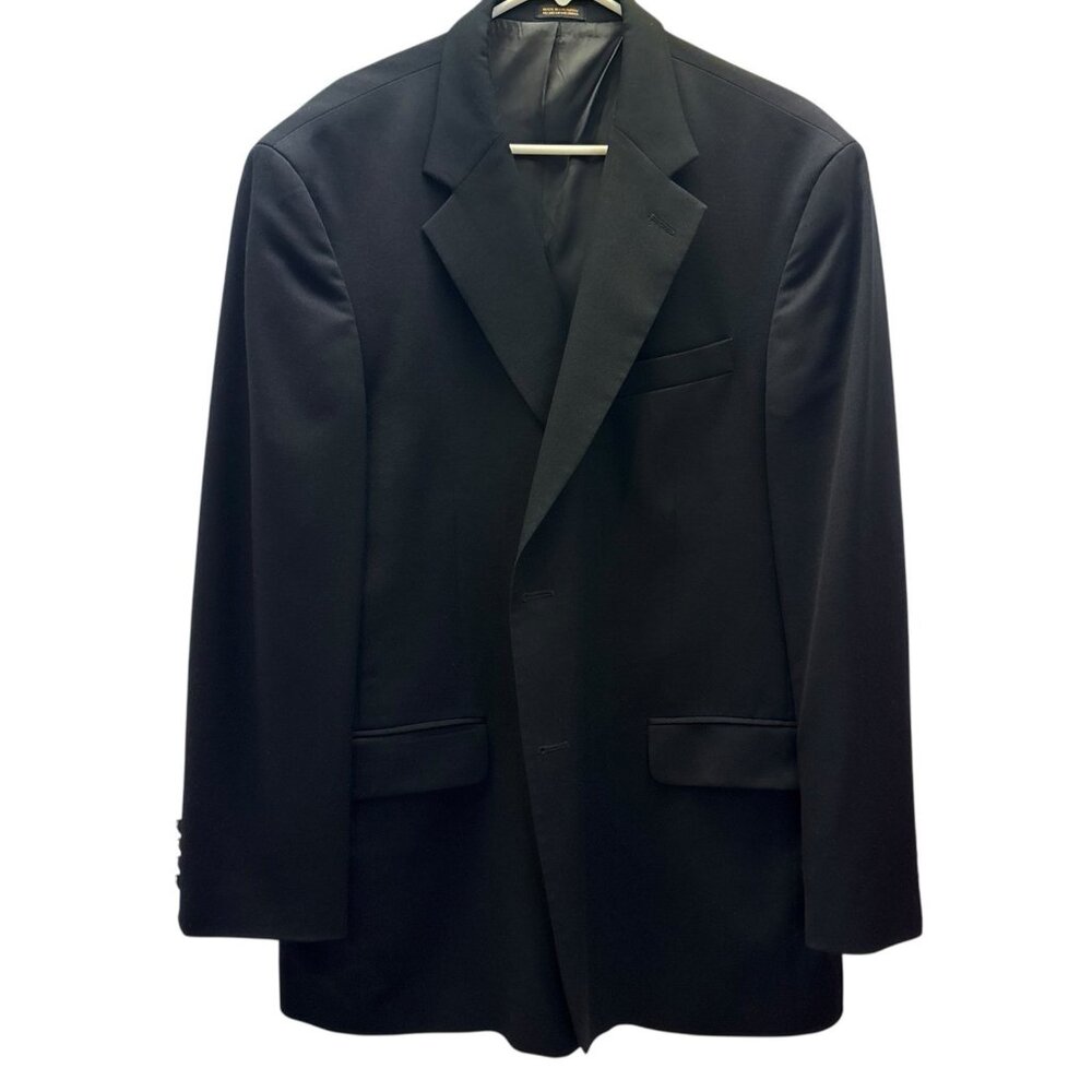 Stafford Executive Mens 100% Wool Black Sports Coat Two Button Men’s Blazer 44R